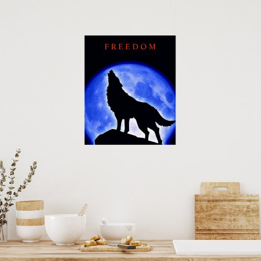 Motivatie Poster Howling Wolf & Blue Moon (Keuken)