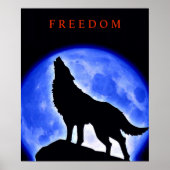 Motivatie Poster Howling Wolf & Blue Moon (Voorkant)