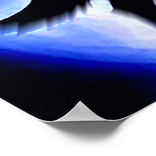 Motivatie Poster Howling Wolf & Blue Night Moon (Hoek)