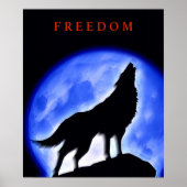 Motivatie Poster Howling Wolf & Blue Night Moon (Voorkant)