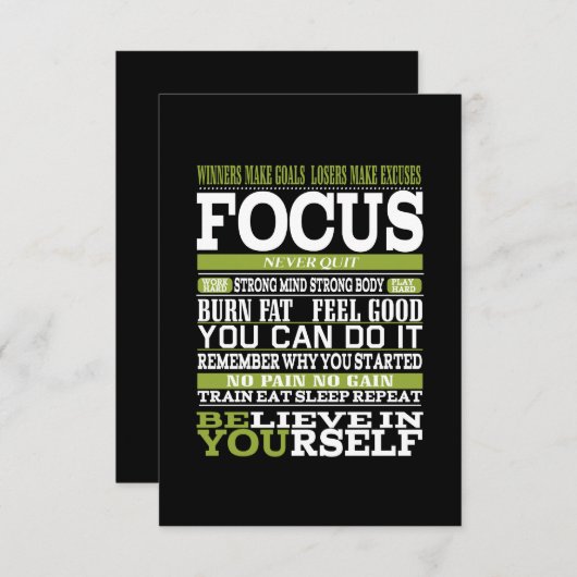 Motivatie poster verblijf gericht werk hard GYM Bedankkaart (Voorkant / Achterkant)