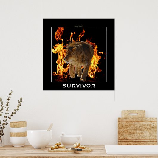 Motivatie Poster voor vlammenbrand en leeuwen (Keuken)