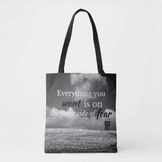 Motivatie prijsopgave: alles wat je wilt is op... tote bag (Voorkant)