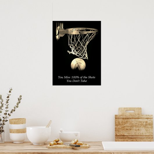 Motivatie prijsopgave Basketball  Sepia Poster (Keuken)