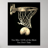 Motivatie prijsopgave Basketball  Sepia Poster (Voorkant)