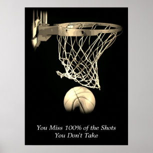 Motivatie prijsopgave Basketball  Sepia Poster