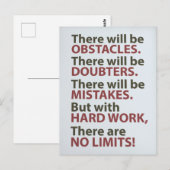 Motivatie prijsopgave - Er zullen belemmeringen zi Briefkaart (Voorkant / Achterkant)