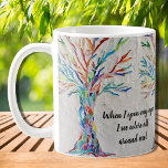 Motivatie prijsopgave koffiemok<br><div class="desc">Deze decoratieve koffie-mok bevat een mozaïekboom in regenboogkleuren en een inspirerende quote. "Als ik mijn ogen open,  zie ik kleuren om me heen." Omdat we ons eigen kunstwerk creëer,  zal je dit exacte afbeelding niet vinden van andere ontwerpers. Originele mozaïek © Michele Davies.</div>
