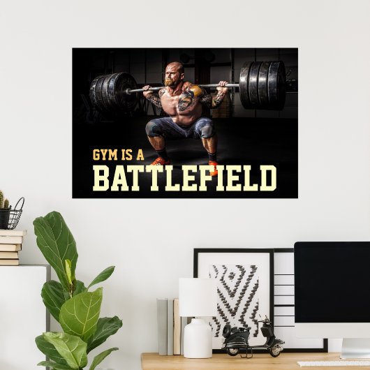 Motivatie prijsopgave voor Gym Bodybuilder Poster (Thuiskantoor)