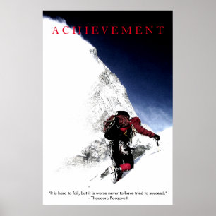 Motivatie prijszettingsbergbeklimmer bovenaan poster