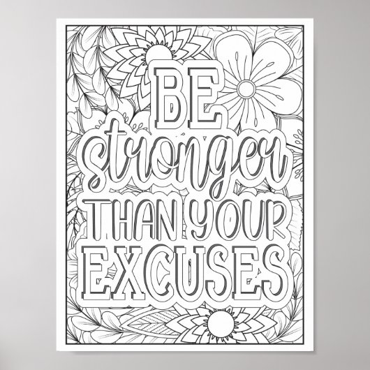 Motivatie Quote Adult Coloring Poster (Voorkant)