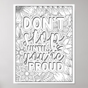 Motivatie Quote Adult Coloring Poster
