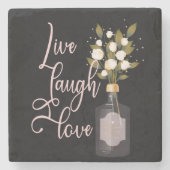 Motivatie Quote Art w / Flowers -Live Lach Liefde Stenen Onderzetter (Voorkant)