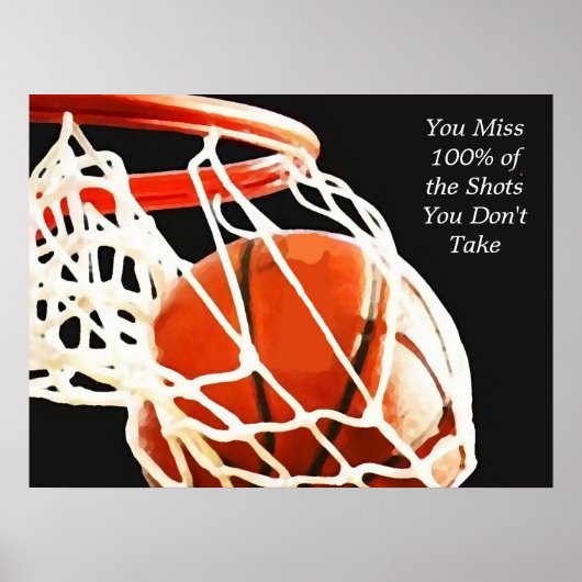 Motivatie Quote Basketball Shot Art Poster (Voorkant)