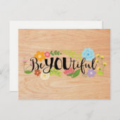 Motivatie quote "BeYOUtiful" Boho Floral Type Briefkaart (Voorkant / Achterkant)
