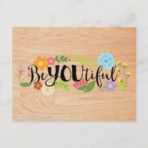 Motivatie quote "BeYOUtiful" Boho Floral Type Briefkaart