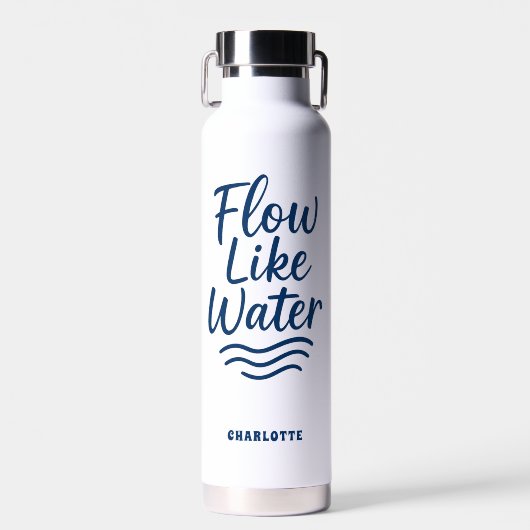 Motivatie quote Blue Flow als wateryoga Waterfles (Voorkant)