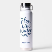 Motivatie quote Blue Flow als wateryoga Waterfles (Achterkant)