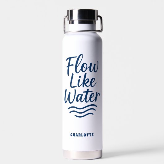 Motivatie quote Blue Flow als wateryoga Waterfles (Achterkant)