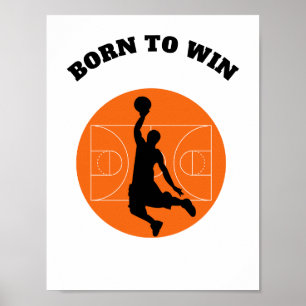 Motivatie quote GEBOREN OM basketbal Poster TE WIN