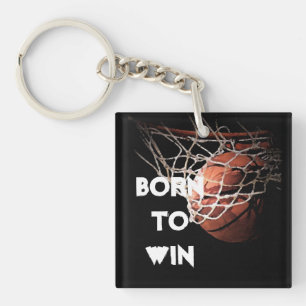 Motivatie Quote Gezegde Basketbal Geboren om te wi Sleutelhanger