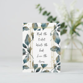 Motivatie Quote Gold Lijst en bladeren Briefkaart