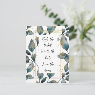 Motivatie Quote Gold Lijst en bladeren Briefkaart