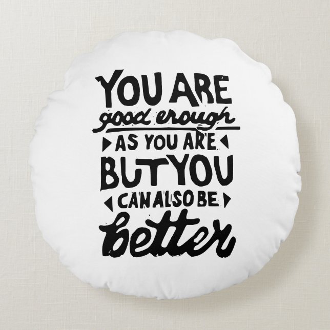 Motivatie Quote Lino Print Rond Sierkussen Kussen (Voorkant)