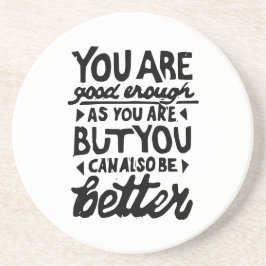 Motivatie Quote Lino Print Ronde Zandsteen Onderzetter