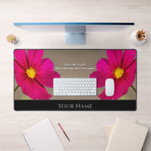 Motivatie quote met prachtige bloesems bureaumat