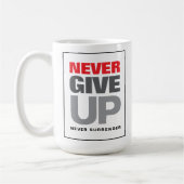 Motivatie quote nooit opgeven nooit opgeven koffiemok (Links)