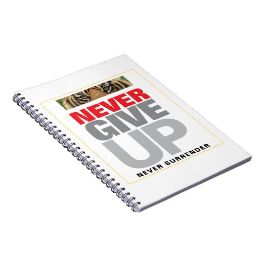 Motivatie quote nooit opgeven nooit opgeven notitieboek (Rechterzijde)