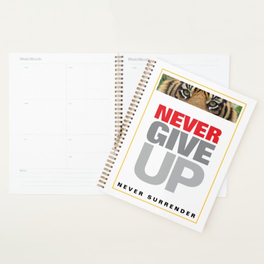 Motivatie quote nooit opgeven nooit opgeven planner (Display)