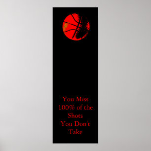 Motivatie Quote Red Black Basketball Poster