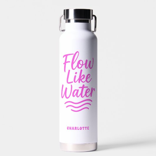 Motivatie quote roze stroom als wateryoga waterfles (Voorkant)