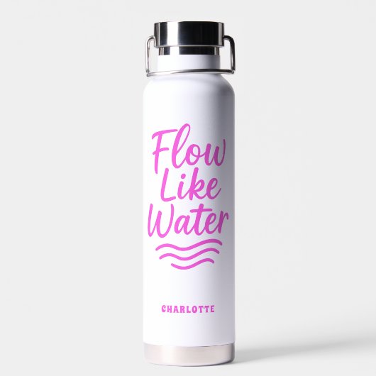 Motivatie quote roze stroom als wateryoga waterfles (Achterkant)