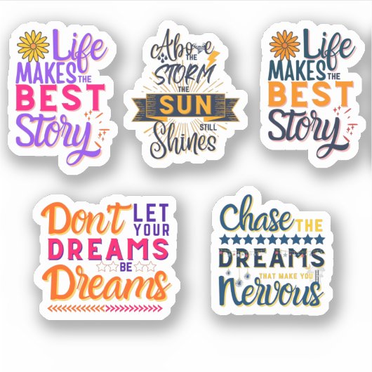 MOTIVATIE QUOTES 5 pack Sticker (Voorkant)