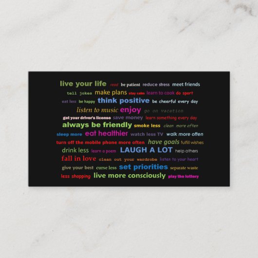 Motivatie quotes personaliseren tekstachtergrond visitekaartje (Voorkant)