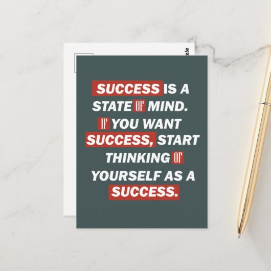 Motivatie quotes succes in het leven briefkaart (Voorkant / Achterkant in situ)