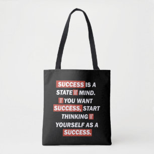 Motivatie quotes succes in het leven tote bag