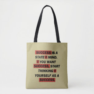 Motivatie quotes succes in het leven tote bag