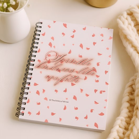 Motivatie roze bloemblaadjes spiraal notitieboek