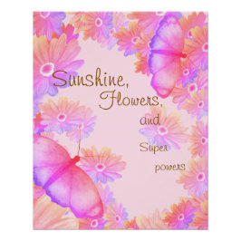 Motivatie Roze Bloemvlinder Perfect Poster