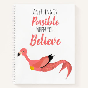 Motivatie Roze Flamingo Zeemeermin Inspirerend Notitieboek
