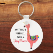 Motivatie Roze Kawaii Unicorn Flamingo Llama Sleutelhanger (Voorkant)