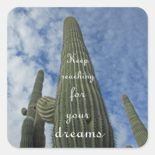 Motivatie Saguaro Cactus Blue Sky Inspirerend Vierkante Sticker