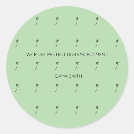 Motivatie, silhouet kokospalmen ronde sticker (Voorkant)