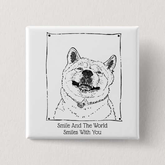 motivatie slogan met schattige glimlachende hond vierkante button 5,1 cm (Voorkant)