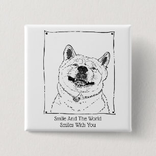 motivatie slogan met schattige glimlachende hond vierkante button 5,1 cm