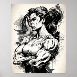 Motivatie spieren van Gym Girl, mooie vrouw Poster